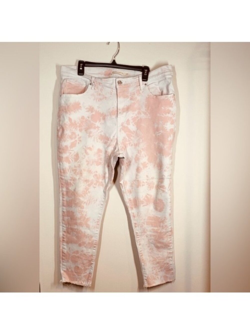 Pink and White Tie-dye Levi 721 High Rise Skinny Ankle Denim Jeans size 18 18W